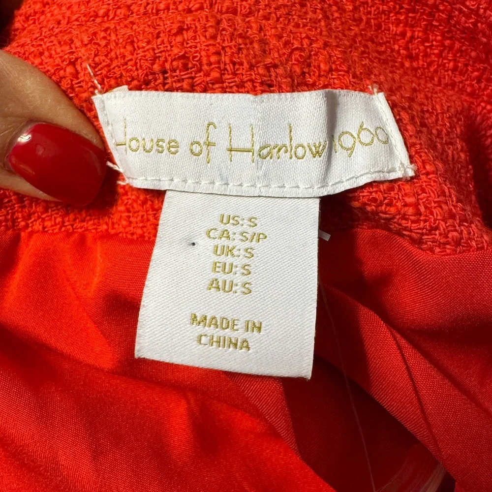 NWT House of Harlow woven double breasted coral red blazer jacket. Size S - Picture 7 of 9